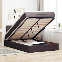 Estrutura de cama otomana com colchão 120x190cm castanho escuro