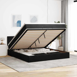 Estrutura de cama otomana com colchão 160x200 cm veludo preto