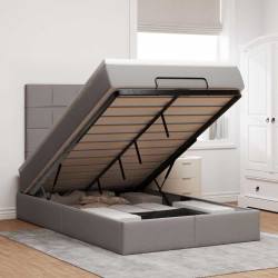 Estrutura de cama otomana com colchão 120x190cm tecido cinzento