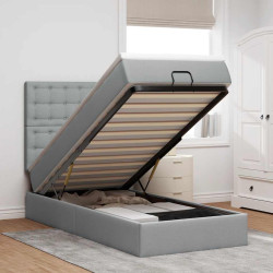 Cama otomana com colchão & leds 90x200 cm tecido cinzento claro
