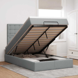 Estrutura cama otomana colchão 120x200 cm tecido cinzento claro