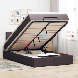 Estrutura de cama otomana com colchão 120x190cm castanho escuro