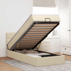 Estrutura de cama otomana com creme de colchão 80x200cm tecido
