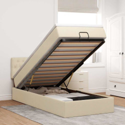 Cama otomana com colchão 100x200 cm tecido creme