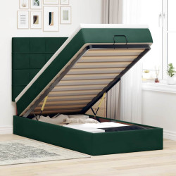 Estrutura cama otomana colchões 80x200cm veludo verde escuro