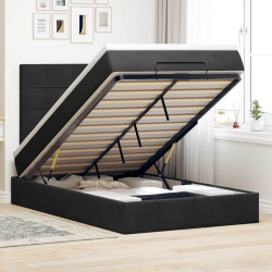 Estrutura de cama otomana com colchões 120x200 cm veludo preto
