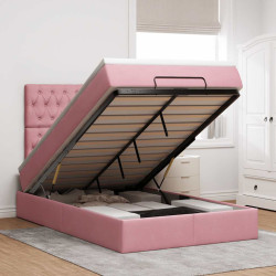 Estrutura de cama otomana com colchões 120x200 cm veludo rosa