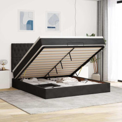 Estrutura de cama otomana com colchões 160x200 cm veludo preto