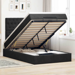 Estrutura de cama otomana com colchões preto 120x190 cm veludo