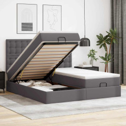 Cama otomana com colchões & leds 160x200 cm couro artificial