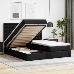 Cama otomana com colchões&leds 180x200cm couro artificial preto