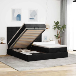 63 / 5,000Vidaxl estrutura de cama otomana com colchões tecido preto