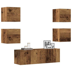 Conjunto de armário TV de parede 5 pcs madeira madeira velha
