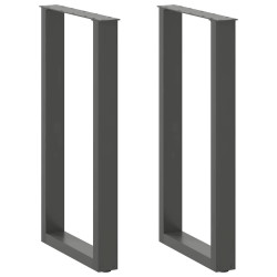Pés para mesa de bar em formato de u, 2 peças, antracite, 50x(90-91) cm, aço