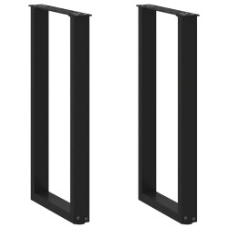 Pés de mesa de console em forma de u, 2 peças, preto, 38x(72-73) cm, aço