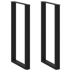 Pés de mesa de bar em forma de u, 2 peças, preto, 60x (110-111) cm, aço