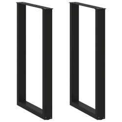 Pés de mesa de bar em forma de u, 2 peças, preto, 60x(100-101) cm, aço