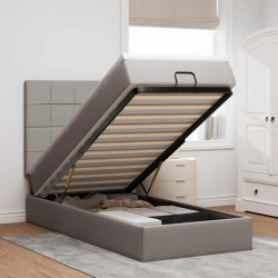 Cama otomana com colchão 90x200 cm tecido cinza