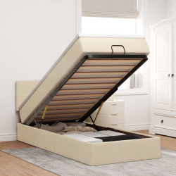 Estrutura de cama otomana com creme de colchão 90x190cm tecido