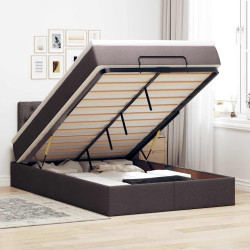 Estrutura de cama otomana com colchão 120x190cm castanho escuro