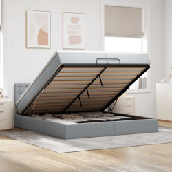Estrutura de cama otomana com colchão 200x200 cm cinzento-claro
