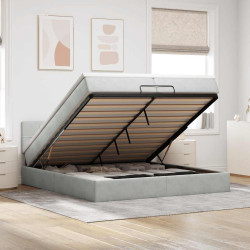Estrutura de cama otomana com colchão 200x200 cm cinzento claro