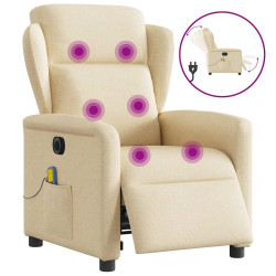 Poltrona de massagens reclinável elétrica tecido creme