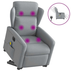 Poltrona elétrica reclinável massagens tecido cinzento-claro