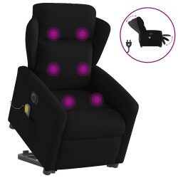 Poltrona elétrica elevatória massagens tecido preto