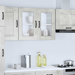 Armário de parede de cozinha porta vidro kalmar concreto cinza