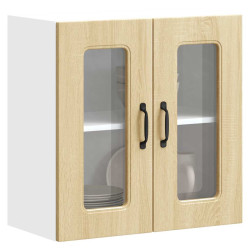Armário de parede de cozinha porta vidro kalmar carvalho sonoma