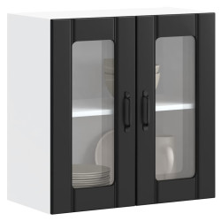 Armário de parede de cozinha porta vidro lucca preto
