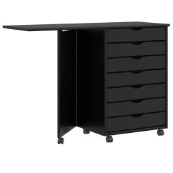 Armário de rolamento com mesa moss madeira pinho maciça preto
