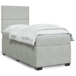 Cama com molas/colchão 80x200 cm veludo cinza-claro