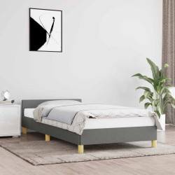 Estrutura de cama sem colchão 80x200 cm tecido cinzento-escuro