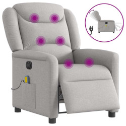 Poltrona massagens reclinável elétrica tecido cinzento-nublado