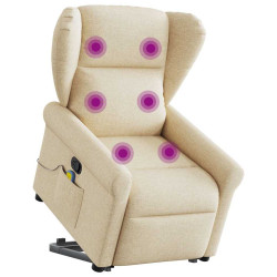 Poltrona elevatória de massagens tecido cor creme