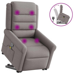 Poltrona elevatória de massagens tecido cinzento-acastanhado