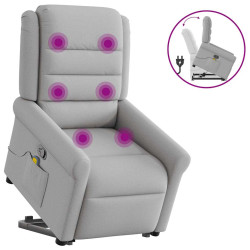 Poltrona elevatória de massagens tecido cinzento-nublado