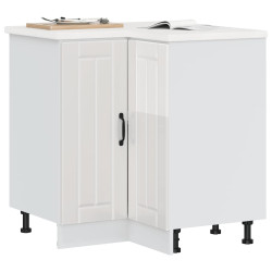 Armário base canto cozinha lucca madeira branco brilhante