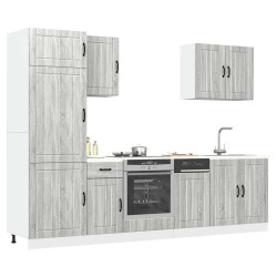 7 Peças armário de cozinha conjunto lucca cinza sonoma