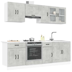 8 Peças armário de cozinha conjunto kalmar cinzento cimento