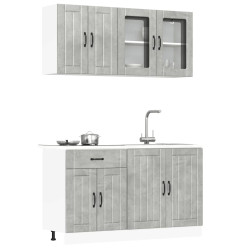 4 Peças armário de cozinha conjunto lucca concreto cinza