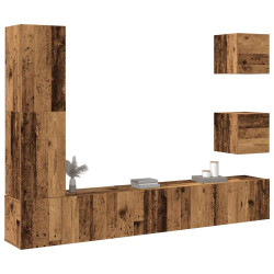 Conjunto de armário TV de parede 5 pcs madeira madeira velha