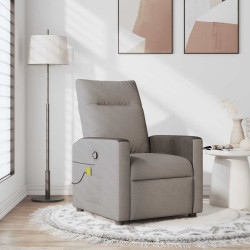 Poltrona de massagens reclinável tecido cinzento-acastanhado