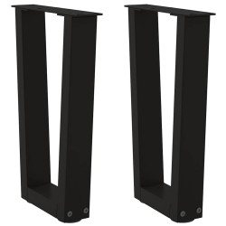 Pés para mesa de centro em v, 2 peças, preto, 38x(42-43,3) cm, aço