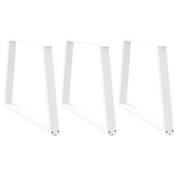 Pés para mesa de jantar em v, 3 peças, branco, 100x(72-73,3) cm, aço
