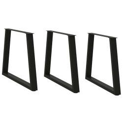 Pernas para mesa de jantar em v 3 peças, preto, 80x(72-73,3) cm, aço