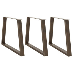 Pés para mesa de jantar em formato de v, 3 peças, aço natural, 90x(72-73,3) cm, aço
