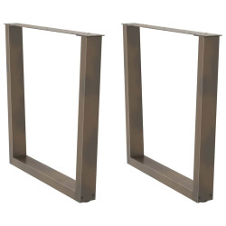 Pés para mesa de jantar em formato de v, 2 peças, aço natural, 80x(72-73,3) cm, aço